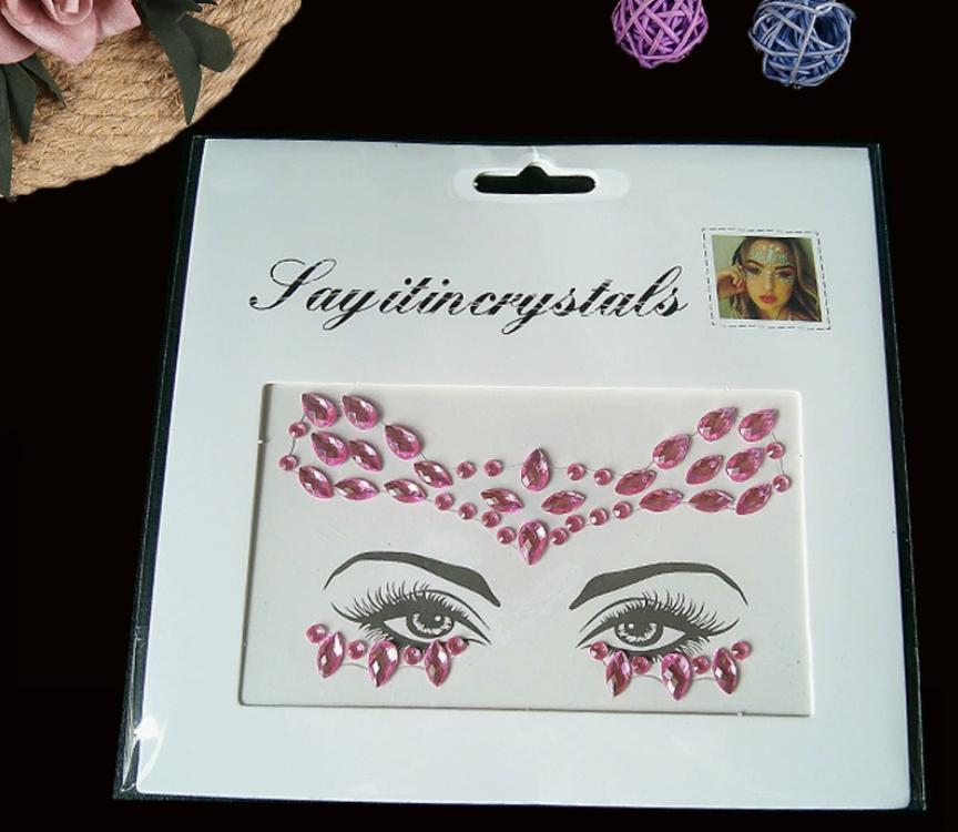 Glitter Crystal Face Stickers For Party Festival, Mermaid/Mixed Style, Random Colors & Shapes