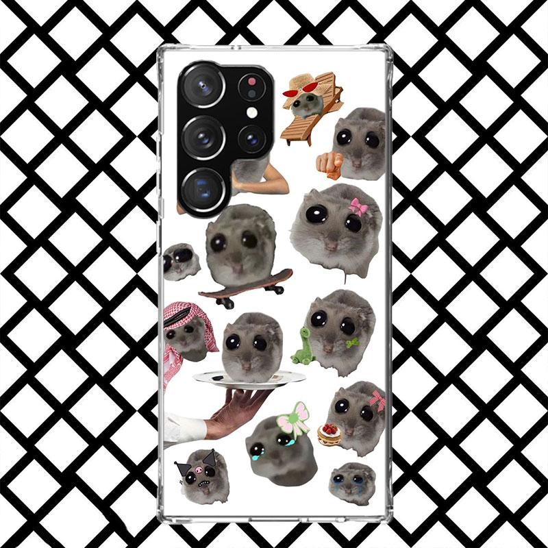 Funny Sad Hamster Meme Phone Case for Samsung Galaxy S26 S25 Edge S24 S23 Ultra S22 Plus S21 FE S20 + Soft Cover Print Fundas Ga