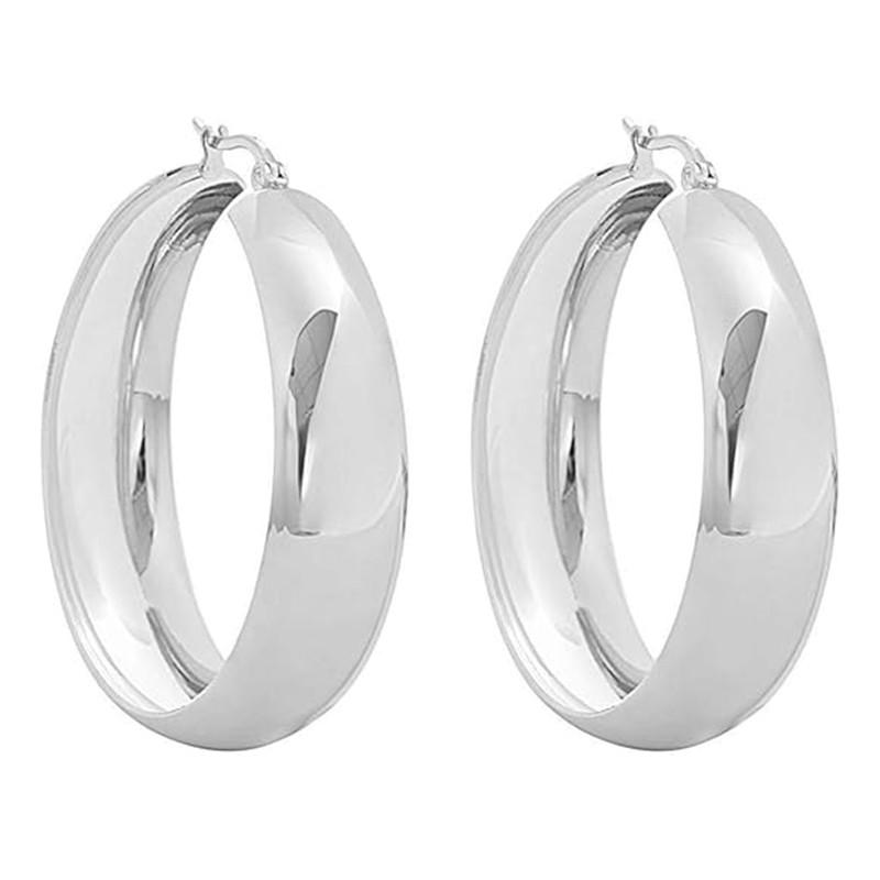 Titanium Stainless Steel Wide Large Rounded Hoop Earrings With Click-Top Hypoallergenic Metal Gold Silver Lightweight Women 30MM