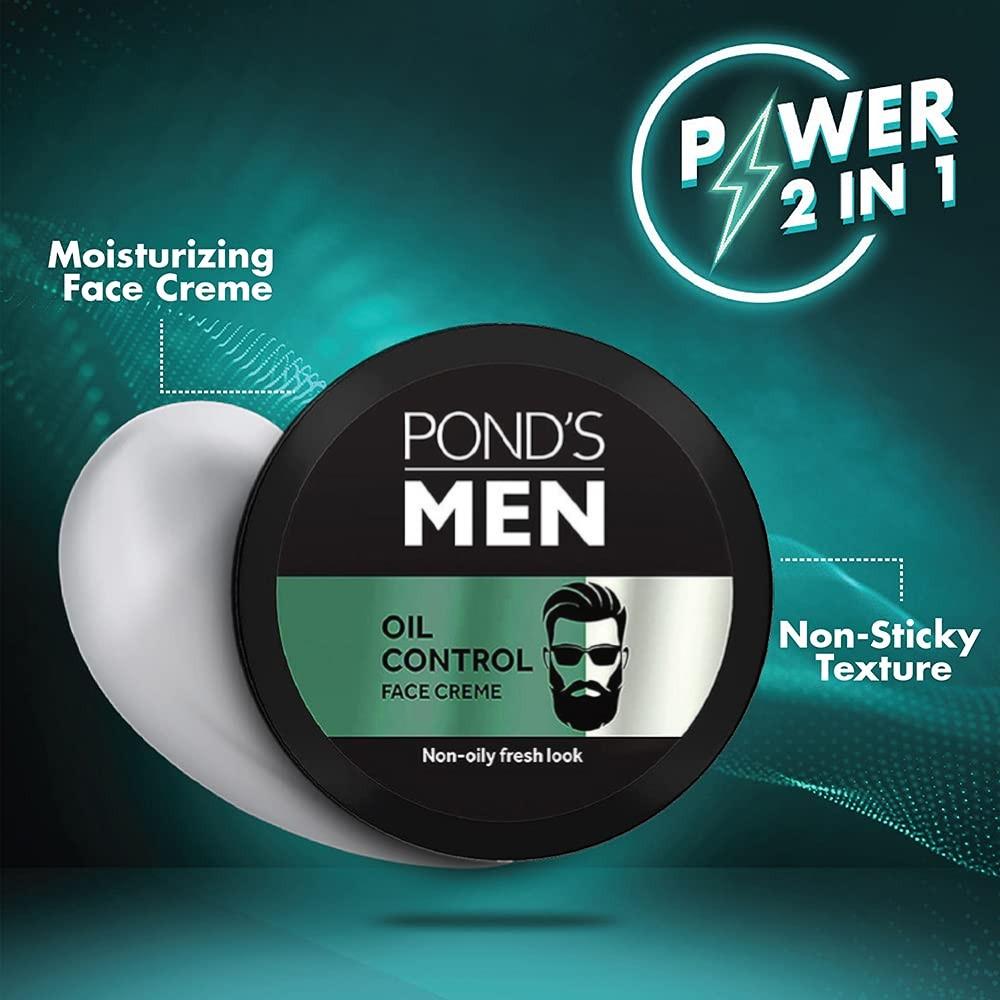 POND'S Men Oil Control Face Crème 55g For Oily Skin, Matte Look Moisturizer For Men, Lightweight Daily Hydrating Cream