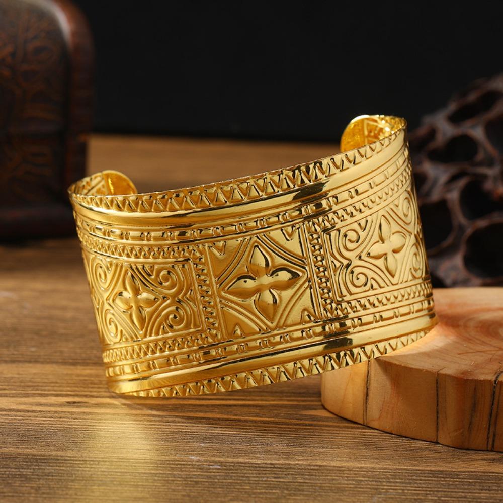 Vintage Golden Wide Bracelet Ethnic Bohemian Bangles  The Water-Sprinkling Festival