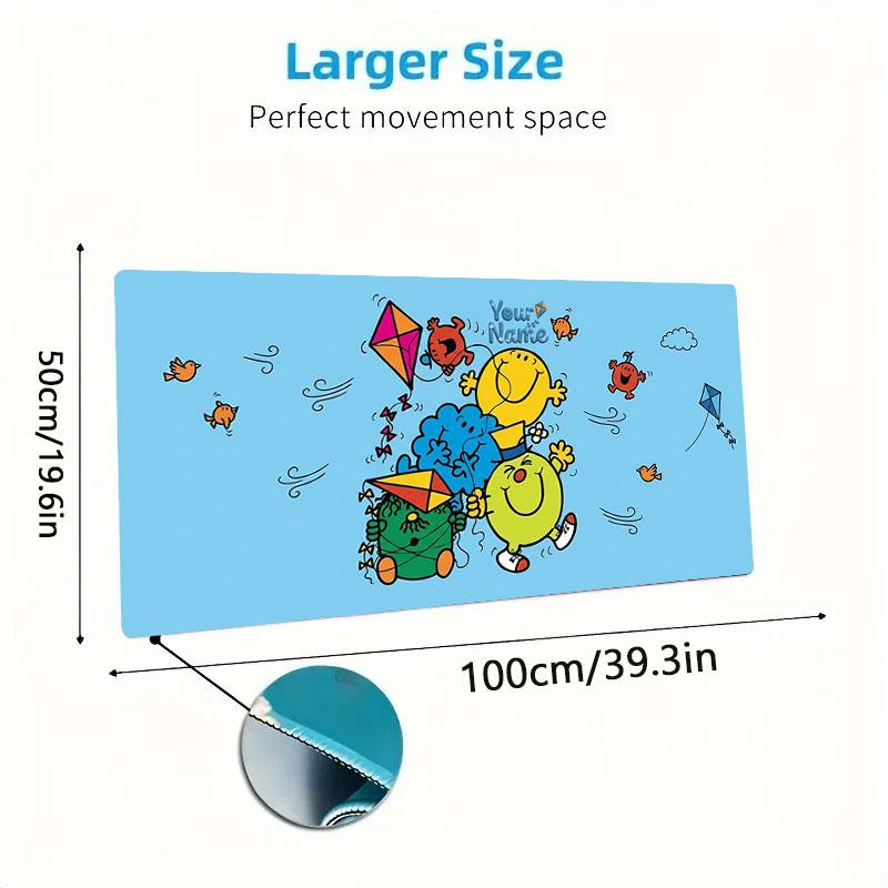 Mr. Men Little Miss Custom Name Large Size Mouse Pad Large Gaming Table Cushion Non-slip Laptop Tablet Big Mousepad XXL Mat Mini PC Playmat With Lock 