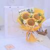 Finished Crochet Flowers Bouquet Handmade SunFlower Bouquet Valentines Gift Wedding Decor Knitted Flower Bouquet with Gift Bag