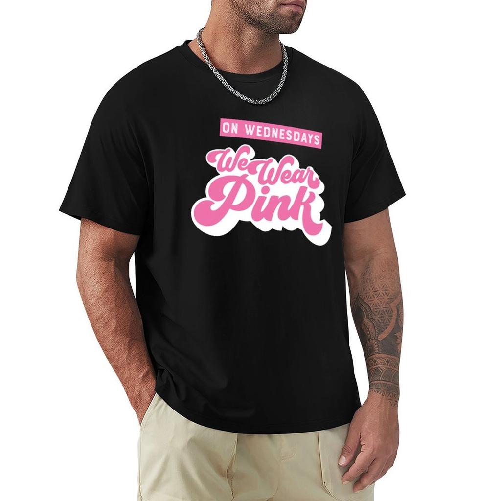 On Wednesdays We Wear Pink T-Shirt Graphic T Shirts Cotton Graphic Tees Plus Size Men Clothing