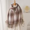 Korean Retro Plaid Autumn and Winter Warm and Cold Scarf Shawl Commuting Versatile Couple Tassel Imitation Cashmere Scarf