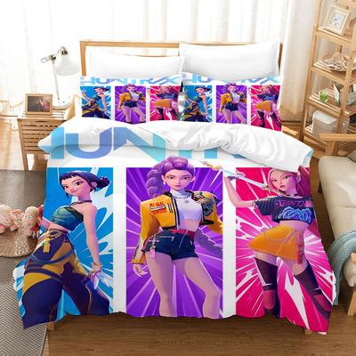 Kpop Demon Hunters Duvet Cover Set Cartoon Anime Rumi Zoey Mira HUNTR X Bedding Set Quilt Cover Pillowcase Bed Set Twin King