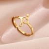 Korean Style Stainless Steel Music Note Adjustable Ring for Women - Colorfast and Stylish Design