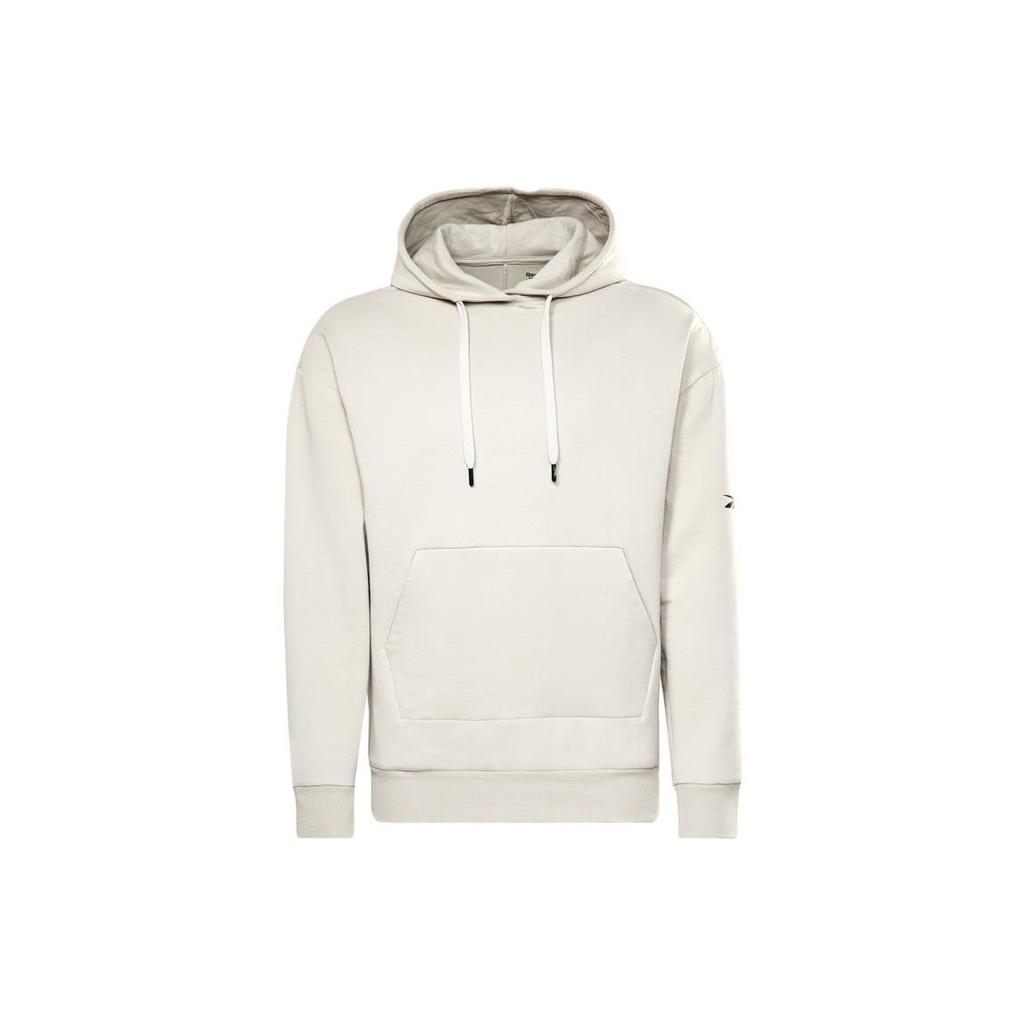 Reebok Solid Color Hooded Pullover Sweatshirt Men Tops White HB7225