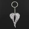 Fashion 30mm Key Ring Metal Key Chain Keychain Jewelry Antique Bronze Silver Color Plated Angel Wings 67x42mm Pendant