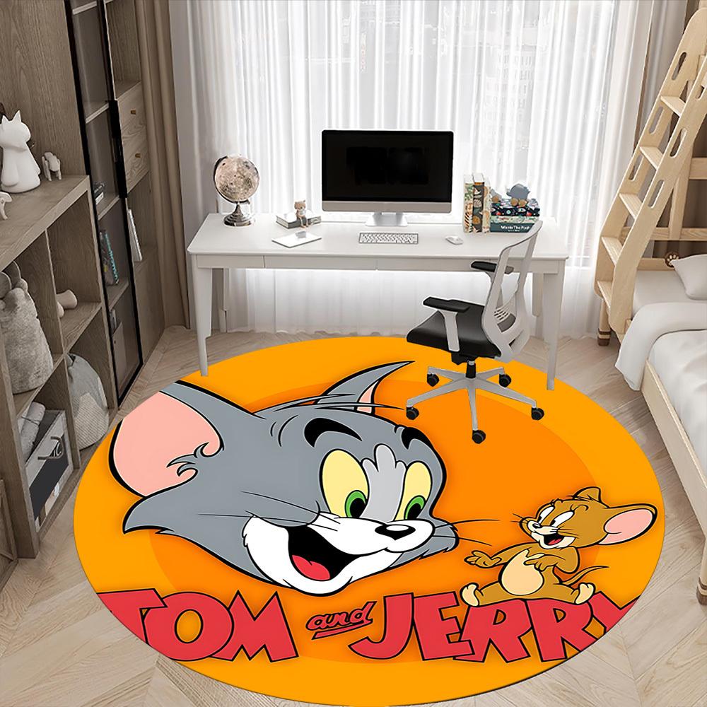 1pc Tom Jerry Office Round Area Rug,  Under Office Chairs Bedroom Living Room Home Decor A0926110