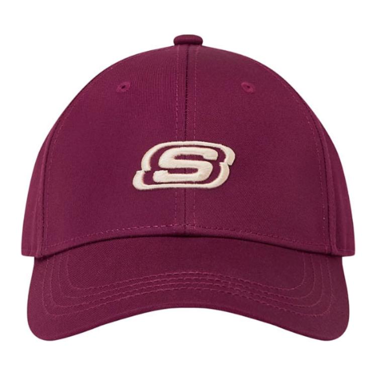 Skechers Color Block Letter Logo Embroidered Cap Unisex Hats Dark-Red L125U068-02WW M