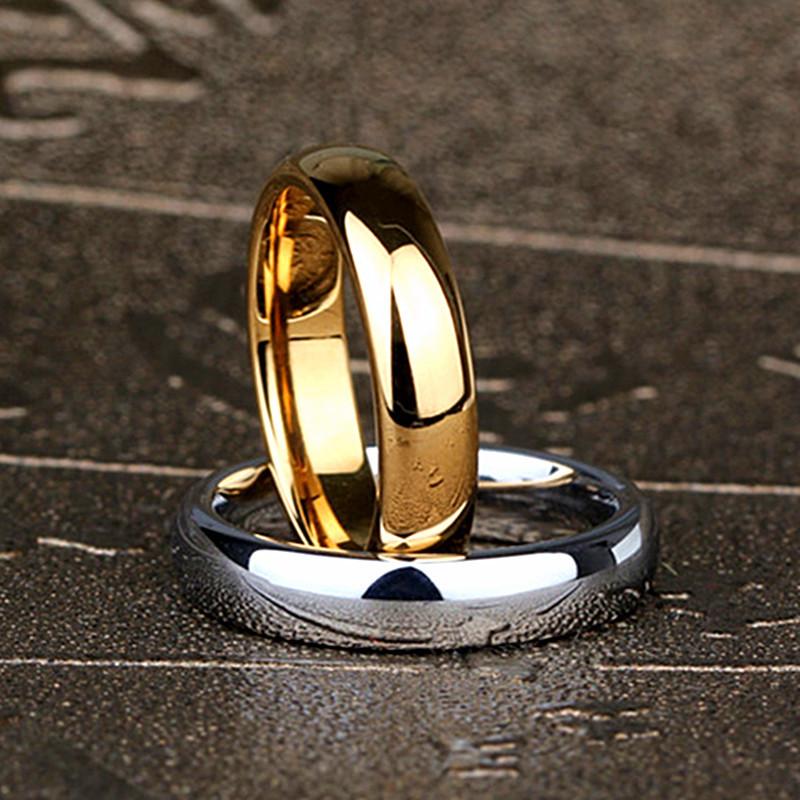 Multicolor Polished Stainless Steel Ring: 4mm-8mm Wide Gold, Silver, Black & Blue Ball Arc Design for Couples