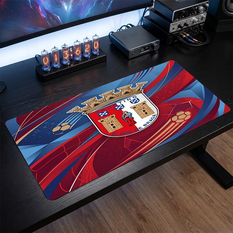 Braga FC Theme Pattern Mouse Pad, Soccer Logo Design XXL Gaming Desk Mat Non-Slip Computer Mouse Pad