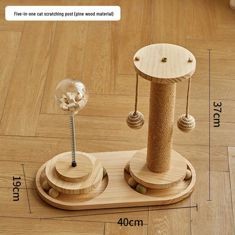 Premium Solid Wood Cat Scratching Post with Durable Sisal - Non-Shedding Cat Toy and Tree