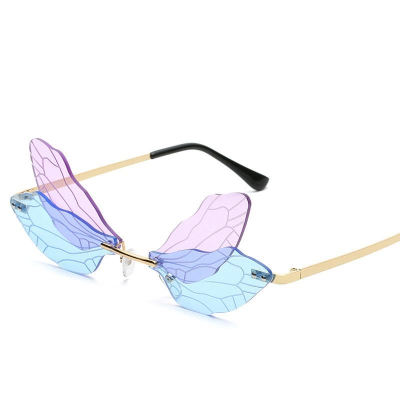 1PC Plastic New Gradient Dragonfly Street Photography Personalized Sunglasses Fashion Trendy Women