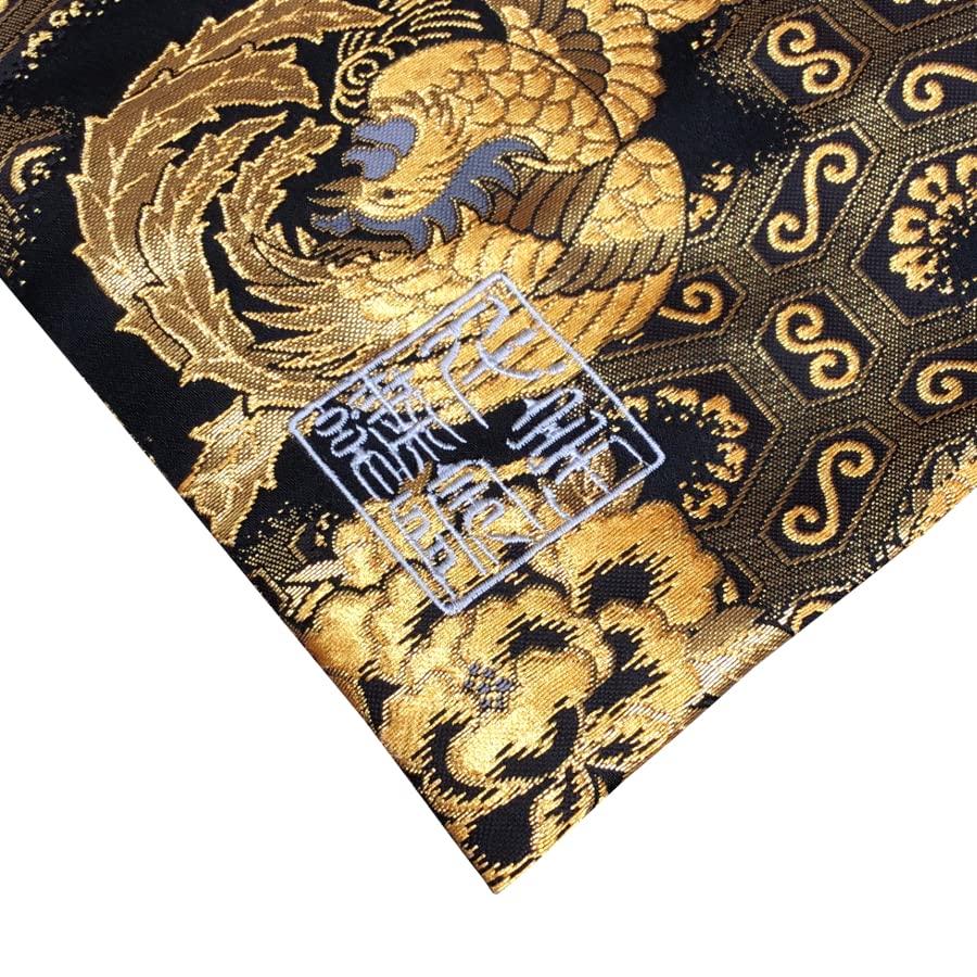 Senshishuin Nishijin Brocade Drawstring Bag Phoenix Large (Lined) Dragon/Black,