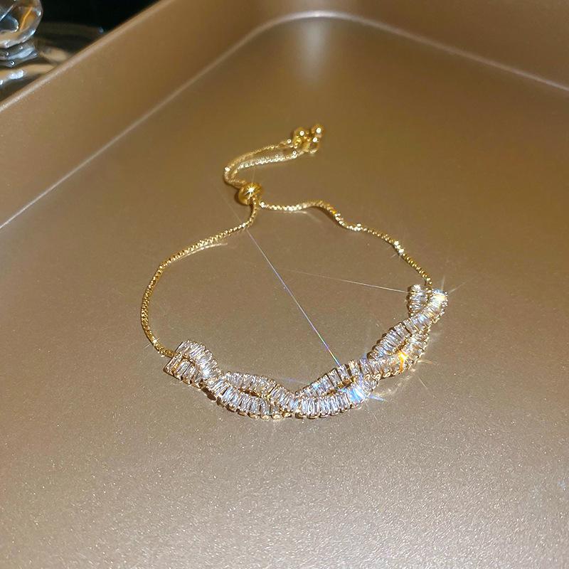 Korean Double-Layer Zircon Bow Bracelet: Chic Luxury Jewelry for Women