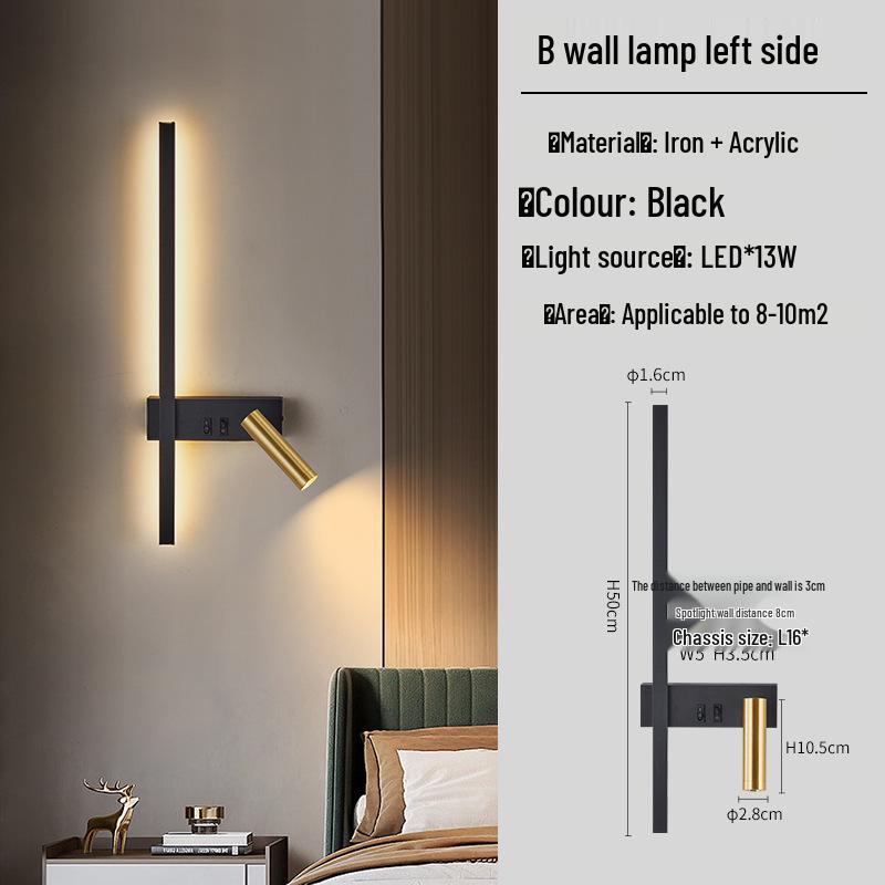 

Современный скандинавский минималистичный длинный настенный прожектор с выключателем для гостиной и спальни