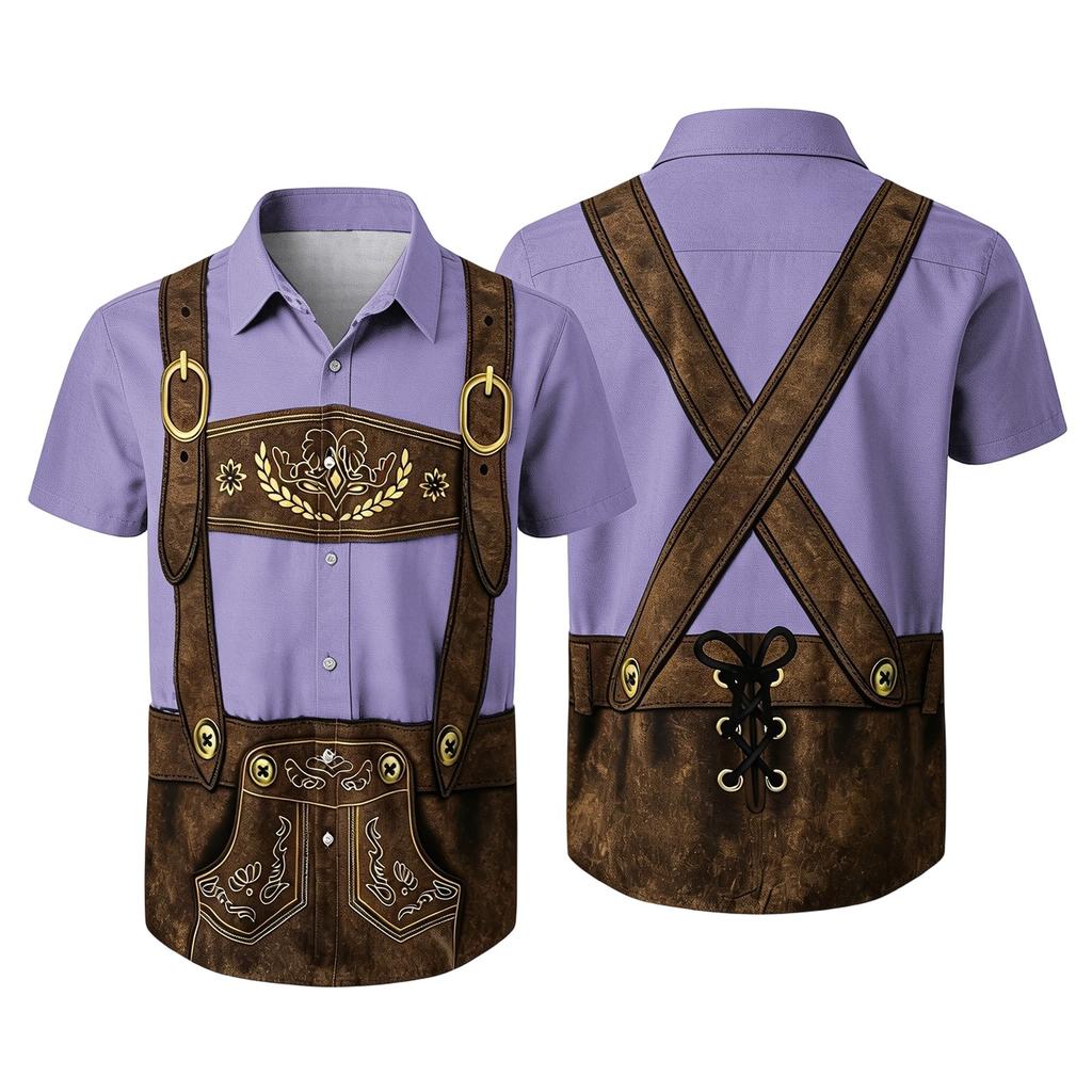 Men's Vintage Print Short Sleeve Cardigan Casual Loose Fit for Party Festival Daily Wear