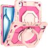 IPad Air 13-inch M3 M4 Case With 360 Rotating Stand Shockproof PC Silicone Hybrid Cover Hand Strap Carry Handle