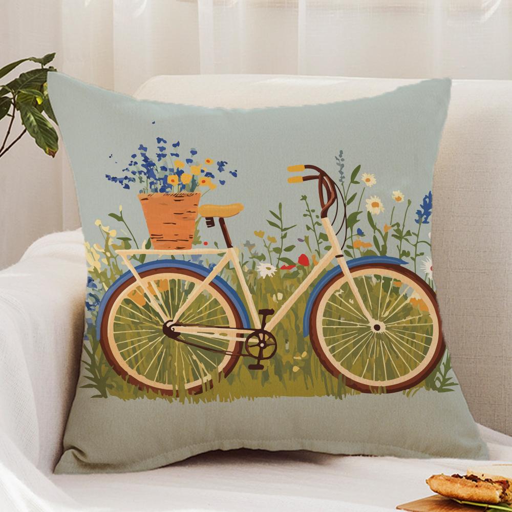 Country Flower Bicycle Cushion Cover Premium Comfort Reversible Pillow Cover - Dual - Use Design for Home & Car