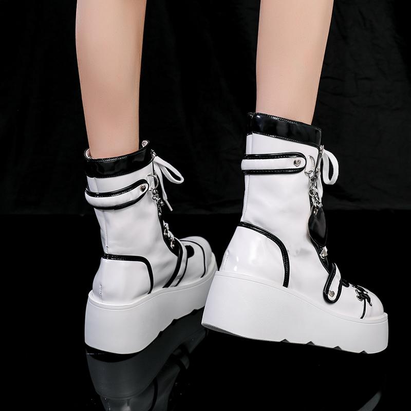 Fashion Metal Style Rock Women's Shoes Autumn New Thick-soled Boots Short Boots Heart-shaped Cross Metal Decoration Punk Style Gothic