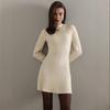 Long Sleeved, Semi High Neck, Dress, Knitted Skirt, 2025 Autumn, Temperament, Playful A-line Short Skirt
