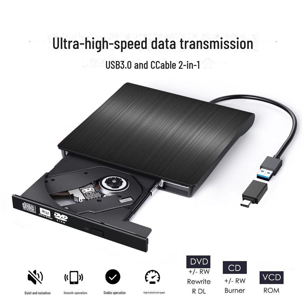 Brushed USB 3.0 External DVD Burner for Notebooks