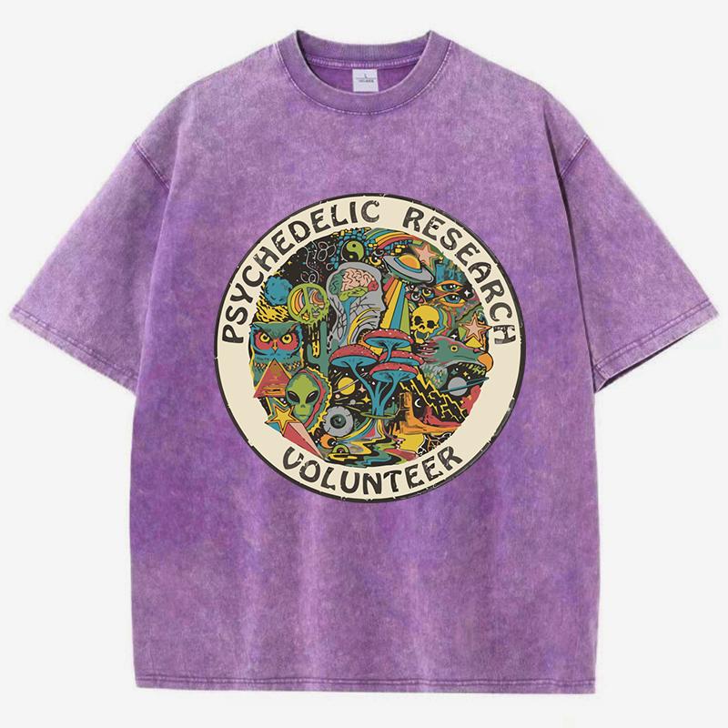 Onderzoek Vrijwilliger Paddenstoel Print Gewassen T-shirt Vrouw Katoenen T-shirt Sport Zomerkleding Joggen Los Kort Riem