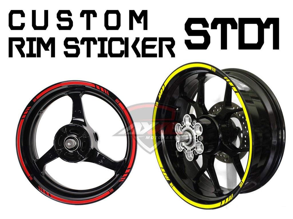 AXXL Motorcycle Wheel Custom Rim Stickers STD1 17-inch (Fluorescent Yellow)