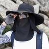 Summer Outdoor Fishing Caps Men Wide Brim UV Protective Mask Thin Casual Hats Sports Climbing Sun Hats