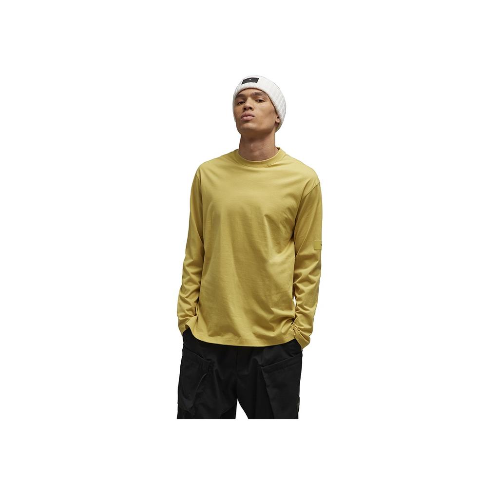 Y-3 Gfx Long Sleeve Tee Casual Loose Fit Round Neck Cotton Men Tops Yellow IP7709