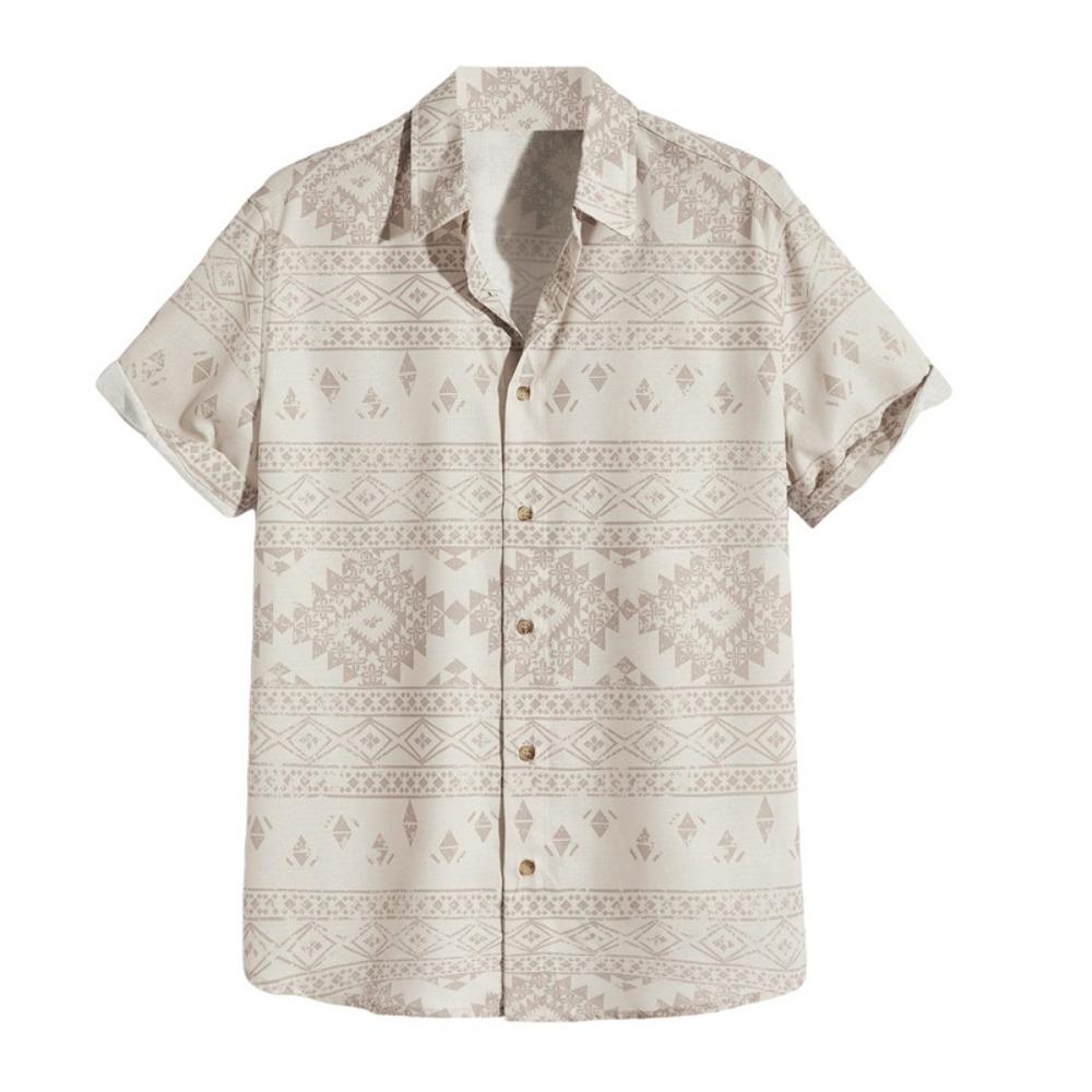 Retro Hawaiian Flower Shirt For Men Summer 3d Print Plants Leaves Short Sleeves Button Down Shirts Beach Tops Blouse Clothes