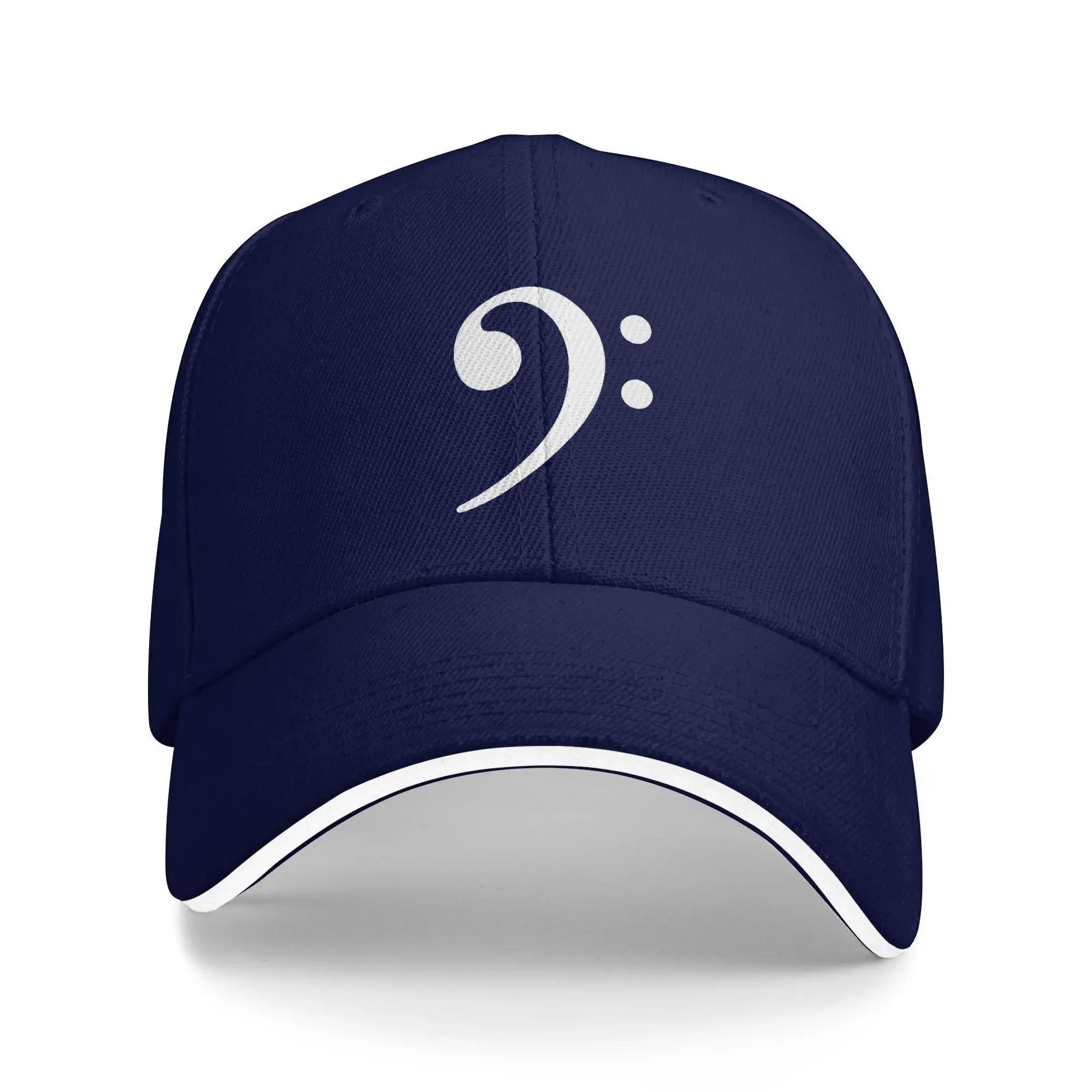 Bass Clef Music Logo Baseball Cap Bass Player Fashion Unisex Men Trucker Hat Wholesale Design Outdoor Sports Snapback Cap Gift One Size