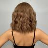 Short Wavy Honey Brown Copper Synthetic Wigs with Bangs Cosplay Bob Wig for Women Afro Daily Natural Heat Resistant Hair
