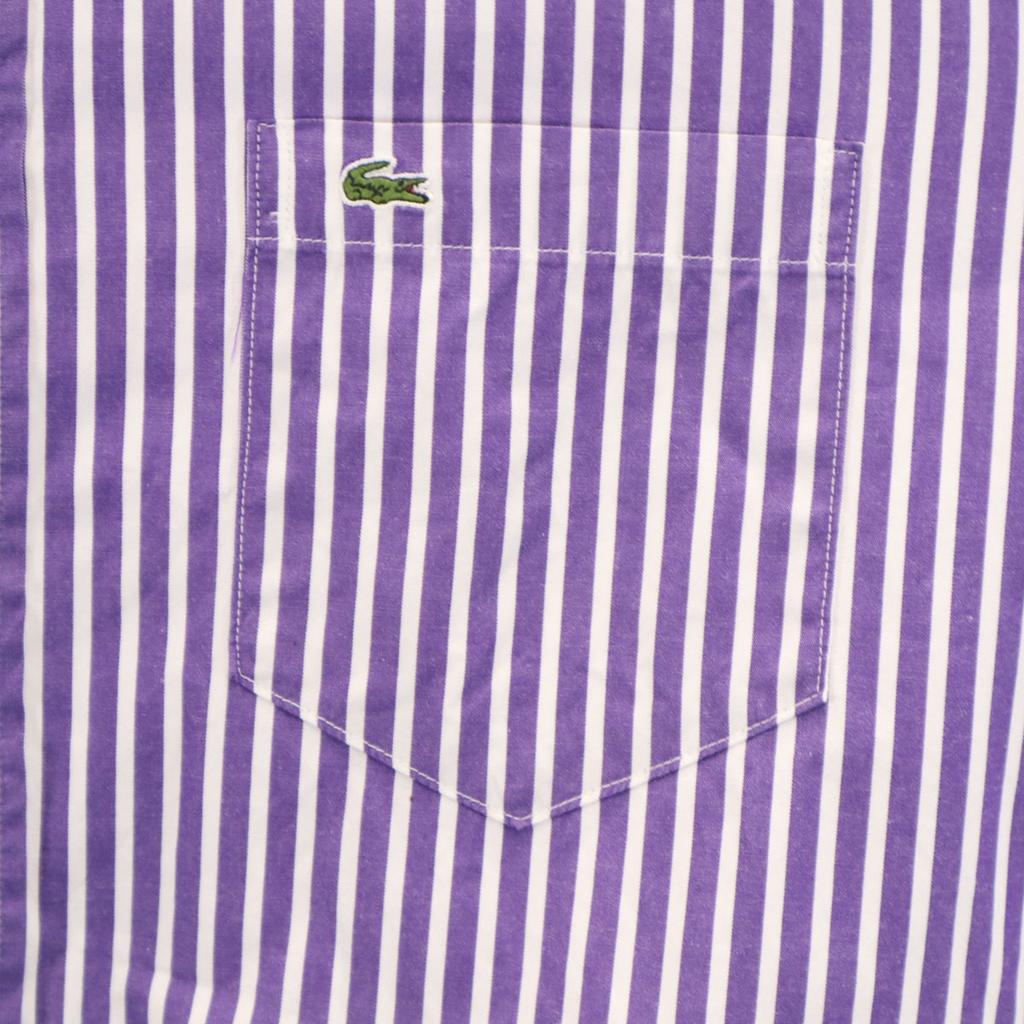 Lacoste Striped Pattern Long Sleeve Cotton Shirt 3 Purple Men's Used