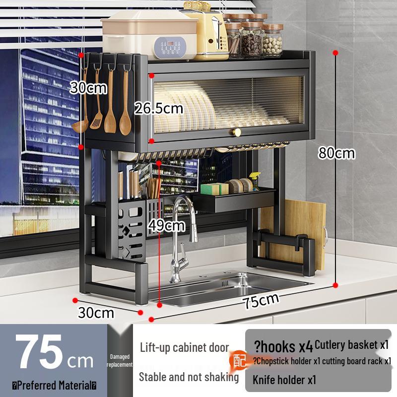 Wielofunkcyjny stojak na naczynia kuchenne: Pyłoszczelny organizer na blat do przechowywania misek, talerzy i ociekarek.