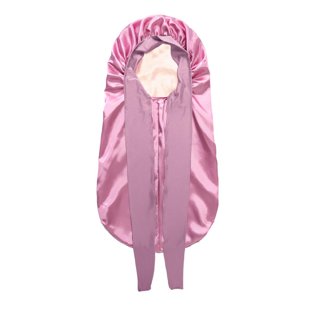 Women Extra Large Hair Long Silk Bonnet Cap & Elastic Satin Hair Band Comfortable Head Cover Night Sleep Hat for Sleeping Shower