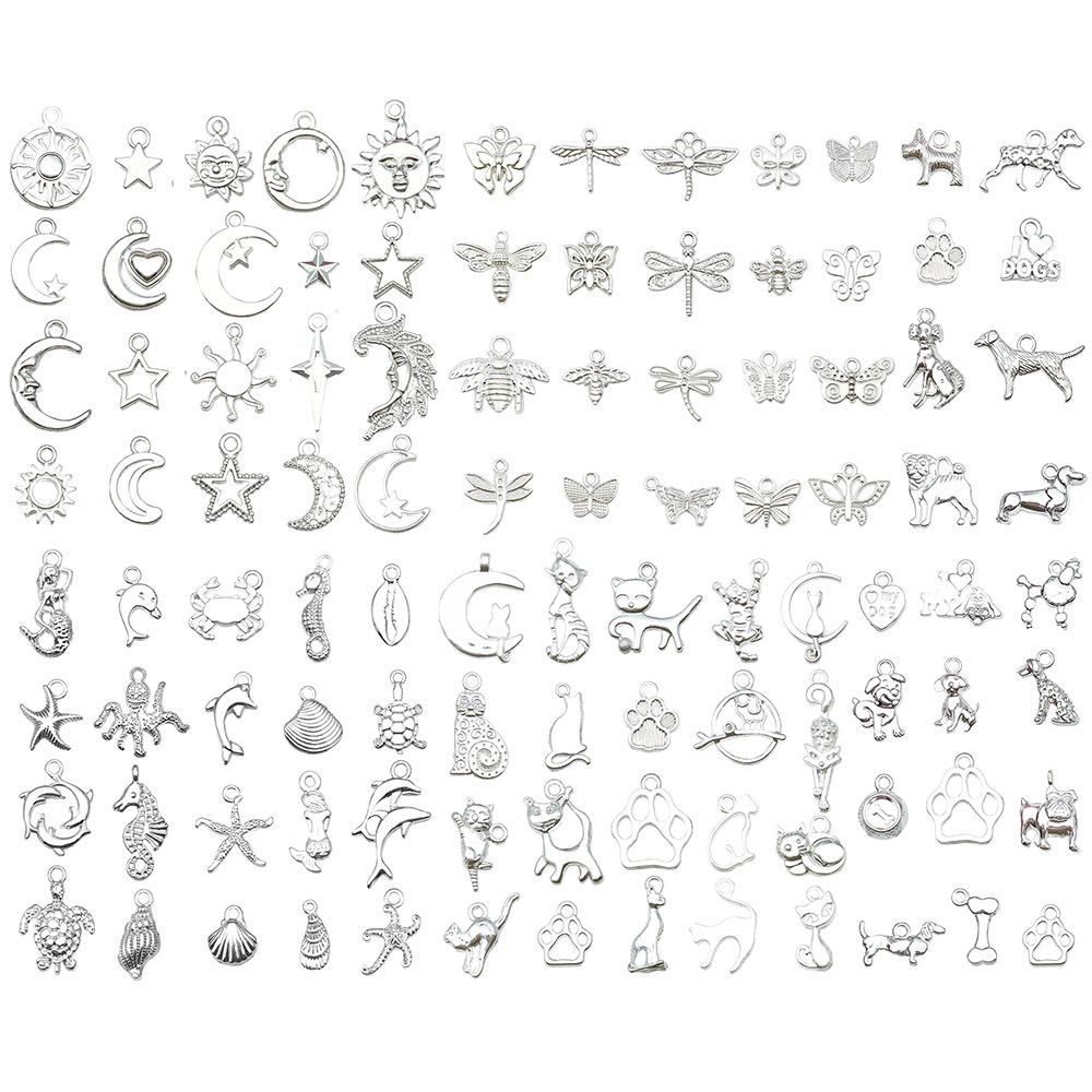

100 Ярко-серебристых цинковых сплавов DIY Ювелирные аксессуары для ожерелий, браслетов, брелоков, подвесок и шармов