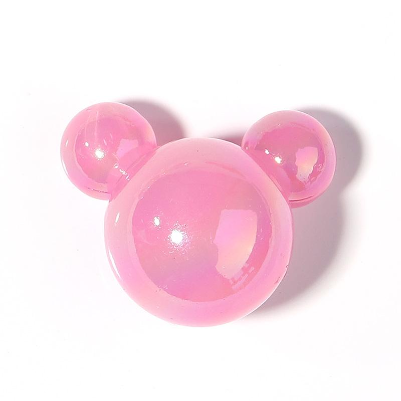 5Pcs/Lot 33×27mm Acrylic Beads Plated with Colorful Mickey Shaped Large Hole Beads For Jewelry Making Diy Headrope Phone Chain