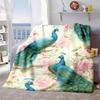 2026 New Arrivals 1pc Peacock Peony Throw Blanket - Vibrant Digital Print, Plush Flannel, Multifunctional All-Season Use, Machine Washable - Ideal for