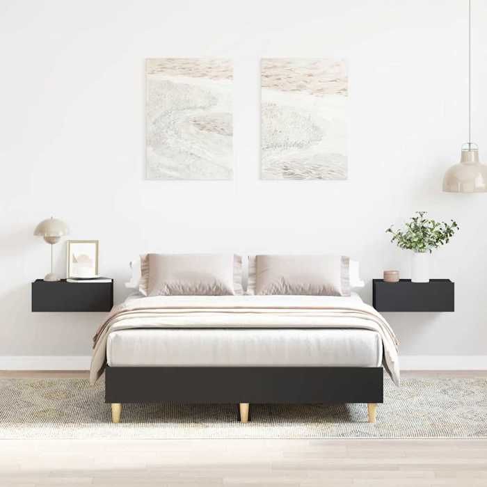 VidaXL Bed Frames Without Mattress Black 135x190 Cm Engineered Wood, Bedroom Furniture, Slatted Base, Double Bed, Bed, 861067