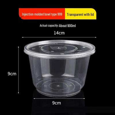 ZISIZ Disposable Plastic Transparent Takeaway Bowls with Lids