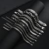 Punk Silver Color Men's Chain Bracelets,Hiphop Stainless Steel Braided Link Wristband,Classic Metal Jewelry Gift for Him Dad