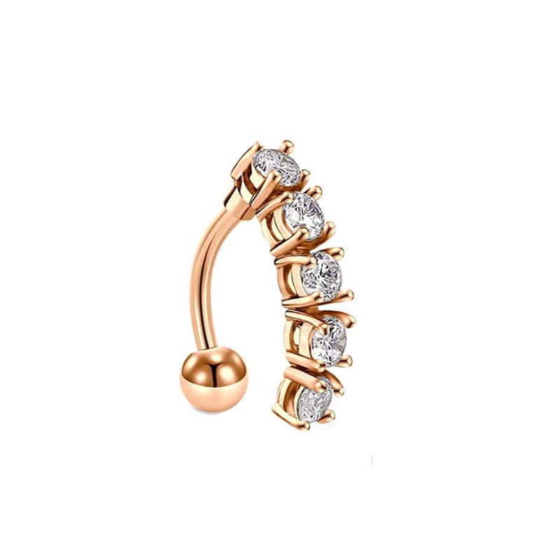 Upside Down Peach Heart Teardrop Zircon Belly Button Ring, 316 Stainless Steel Navel Jewelry