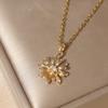 Flower Shape Pendant Necklace for Women Golden Stainless Steel Clavicle Chain Wedding Party Daily Wear Jewelry Accessories
