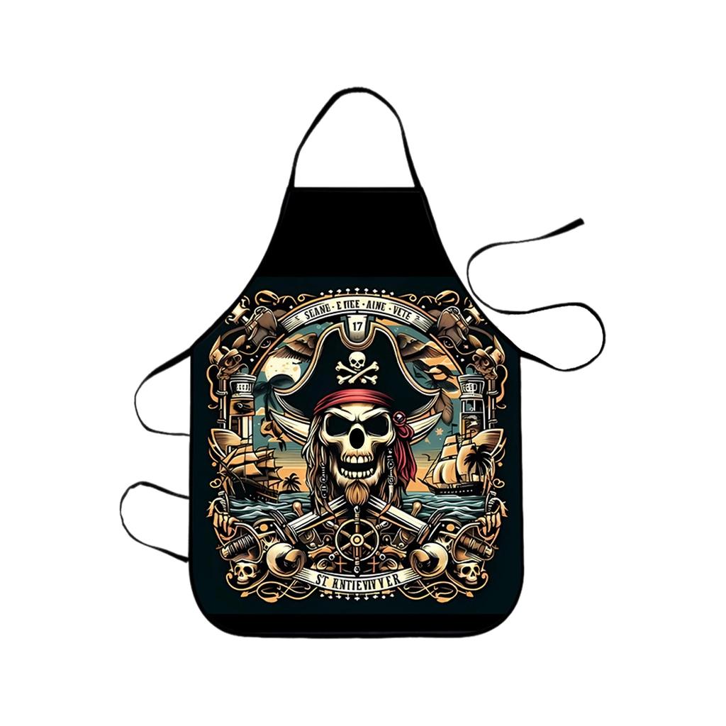Classic Pirate Apron, Adjustable Waterproof Polyester Kitchen Apron For Men And Women Cooking, Baking, BBQ, Coffee Shop, Housewarming Gift, 25x29 Inch