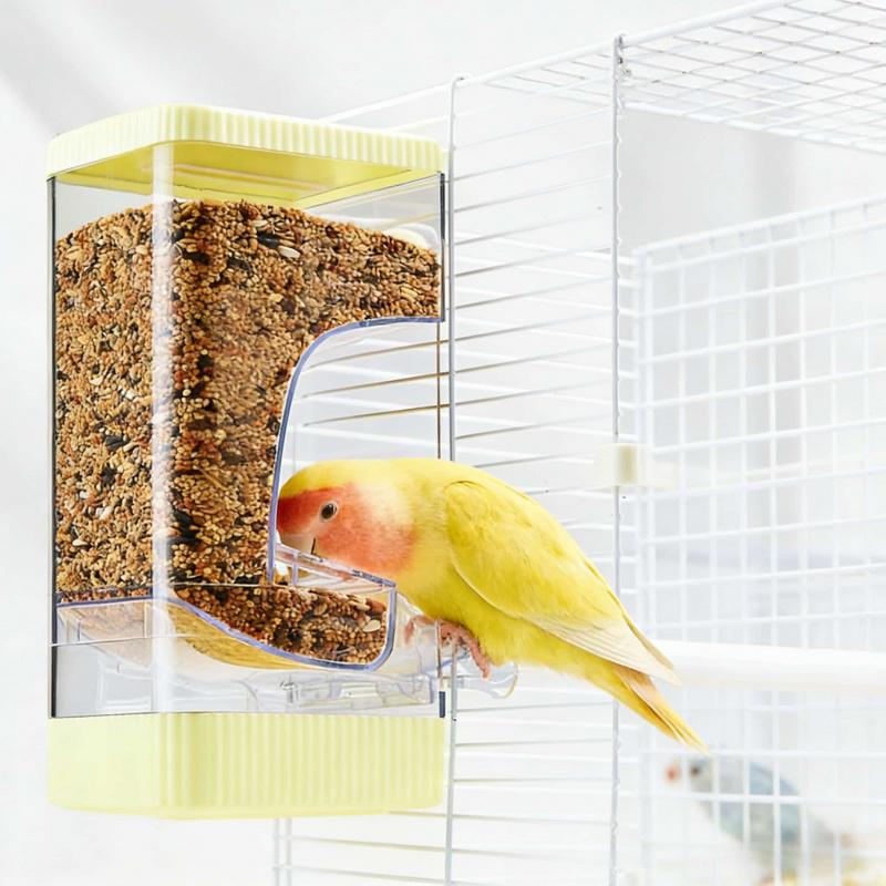 Small Parrot Feeder Splash-proof House-shaped Large Capacity Automatic Feeder Pet Feeding Supplies
