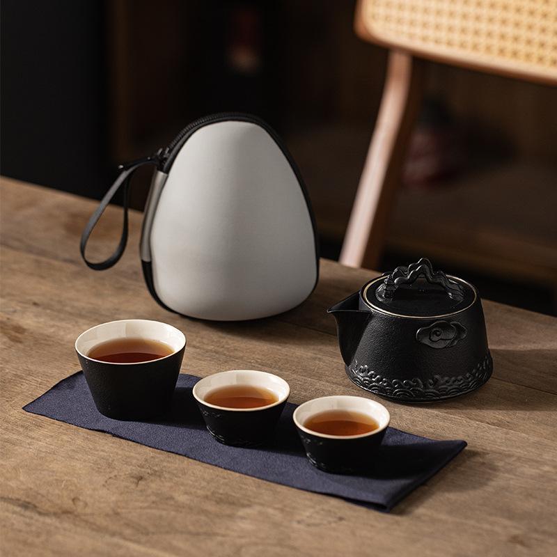 Creative Mountain View Travel Tea Set Small Set Portable One Pot Three Cups Outdoor Tea Set Kuaike Cup Souvenir