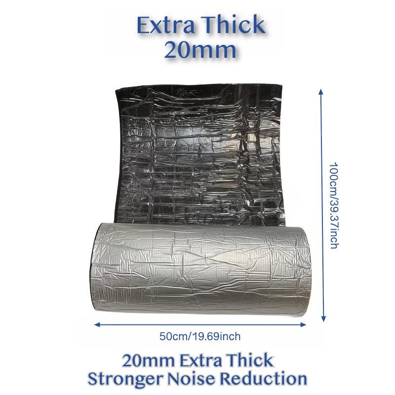 Extra Thick 20mm Car Sound Deadening Mat 50x100cm Aluminum Foil Heat Insulation Heavy Duty Soundproof Foam for Door Roof Hood
